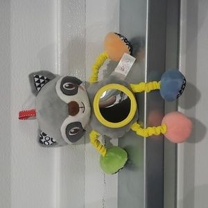 10 inch plush baby toy racoon‎ rattle mirror sensory